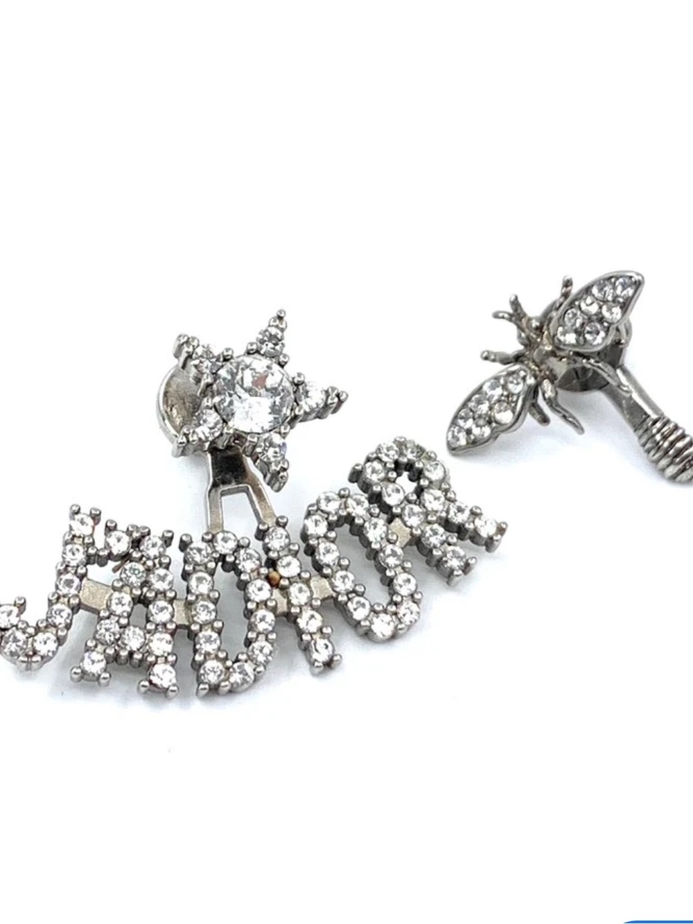 NEW Dior Crystal J'Adior Asymmetrical Bee Earrings